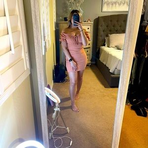 Orange tight fitted dress